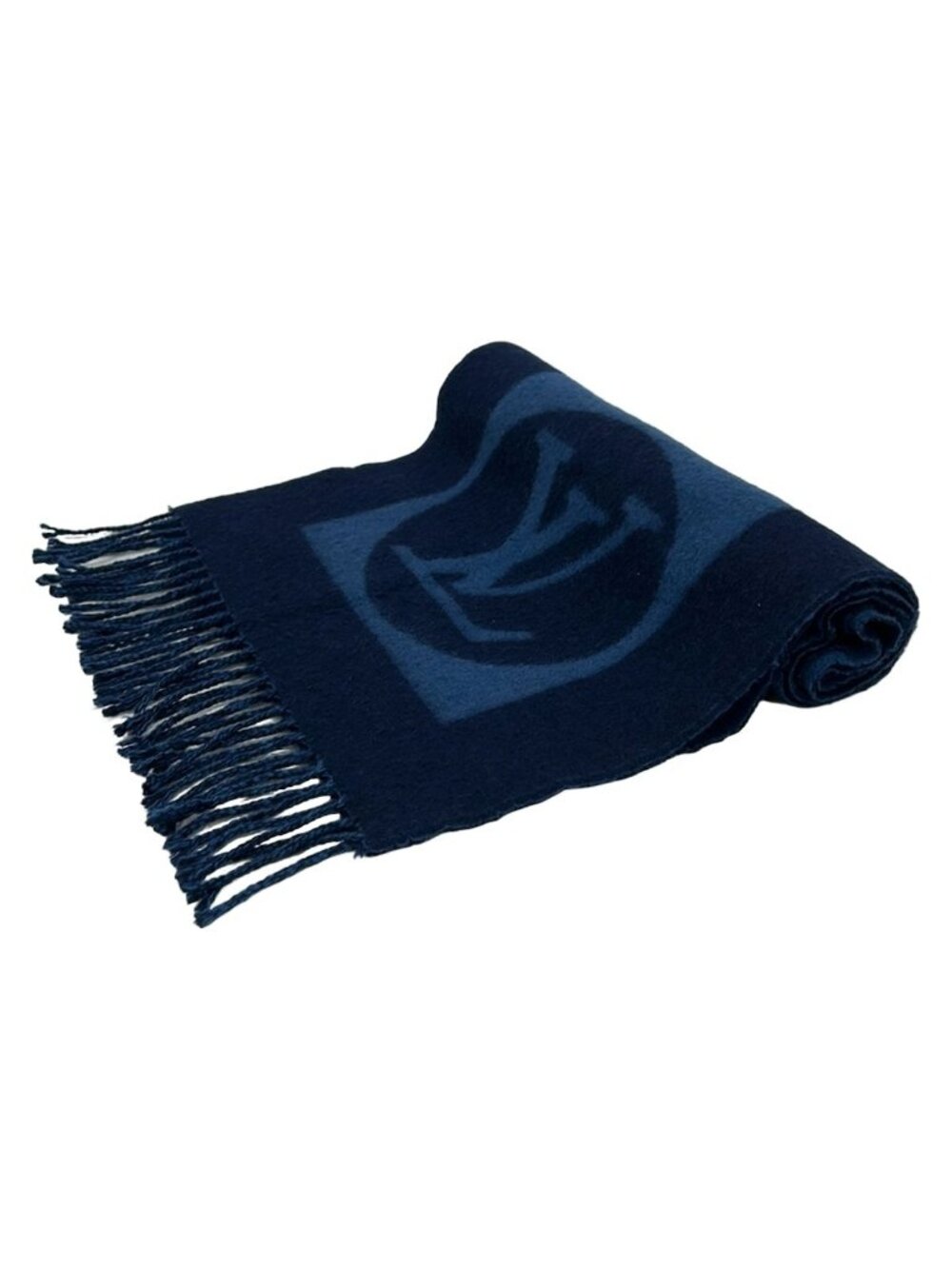 Louis Vuitton Scarf Echarpe Cardiff Blue Wool Angora